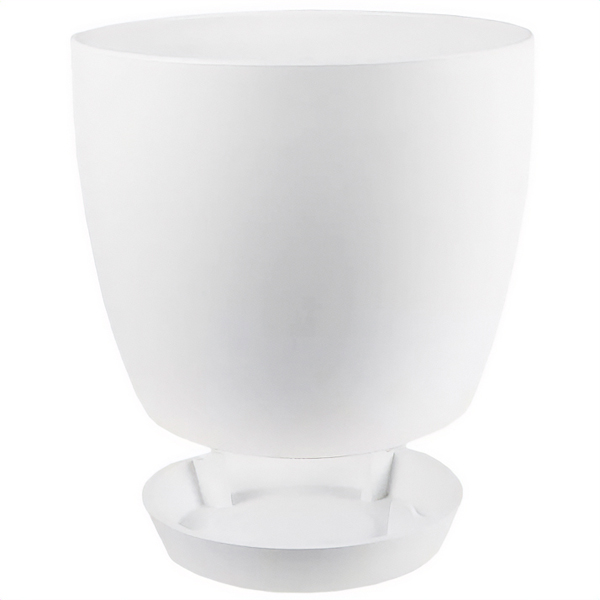 Кашпо 0,47л белый с под. (пласт+слюда) 101/10-1 /48шт/Mehrni