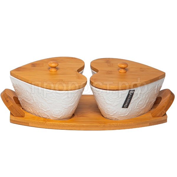 Набор банок 550мл Роза (2шт) на подставке 193-48017