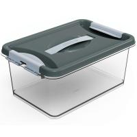 Контейнер д/хранения Клик 8л темно-серый с защелками С273СЕР