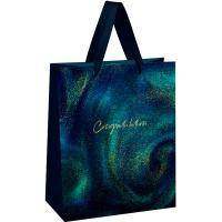 Пакет подарочный 18*23*10см "Northern lights" фольга блестки MESHU /Рельеф