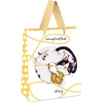 Пакет подарочный 18*23*10см "Complicated story" белый крафт MESHU/Рельеф