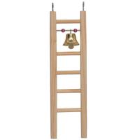 Игрушка для птиц Лесенка деревянная малая с бусами и колокольчиком 