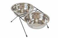 Миска двойная напольная ЭКО металл 2*1,5л черная/1314черн/Дарэлл