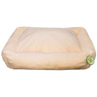 Лежанка прямоугольная мех однотон с подушкой холофайбер Светлый Беж 65*50*18см/DONBARON