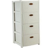 Комод СТИЛЬ ВЯЗАНИЕ 4 секции белый ротанг М2737