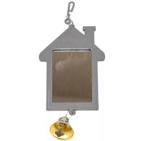 Игрушка д/птиц Zoo-M Зеркало Избушка с колокольчиком блистер серое/5007/Дарэлл