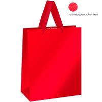 Пакет подарочный 26*32*12см "Red" ламинация с блестками MESHU/Рельеф