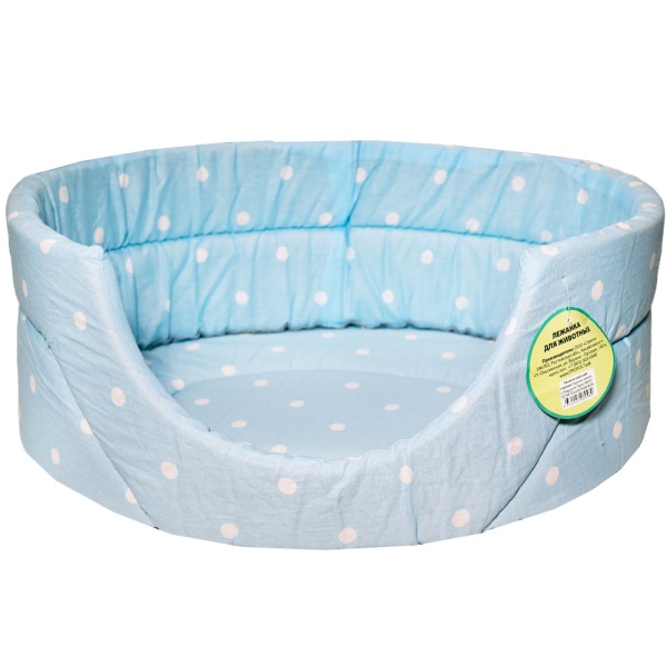 Лежанка овальная стеганая поролон хлопок с подушкой Горох МИКС 52*46*20см/DONBARON