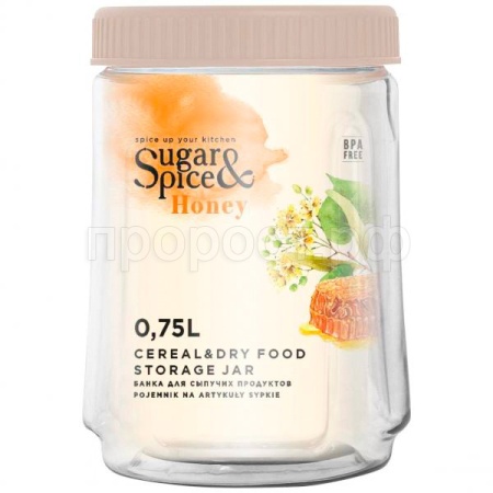 Банка д/сыпуч. прод. 0,75л Sugar&Spice Honey латте SE2248 /12шт/ПР