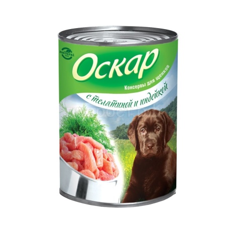 Корм для щенков Оскар телятина/индейка ж/б 350гр/1236